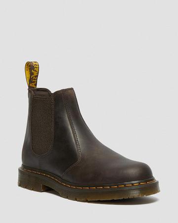 Men's Dr Martens 2976 Slip Resistant Leather Chelsea Boots Dark / Brown | AU 486XYU